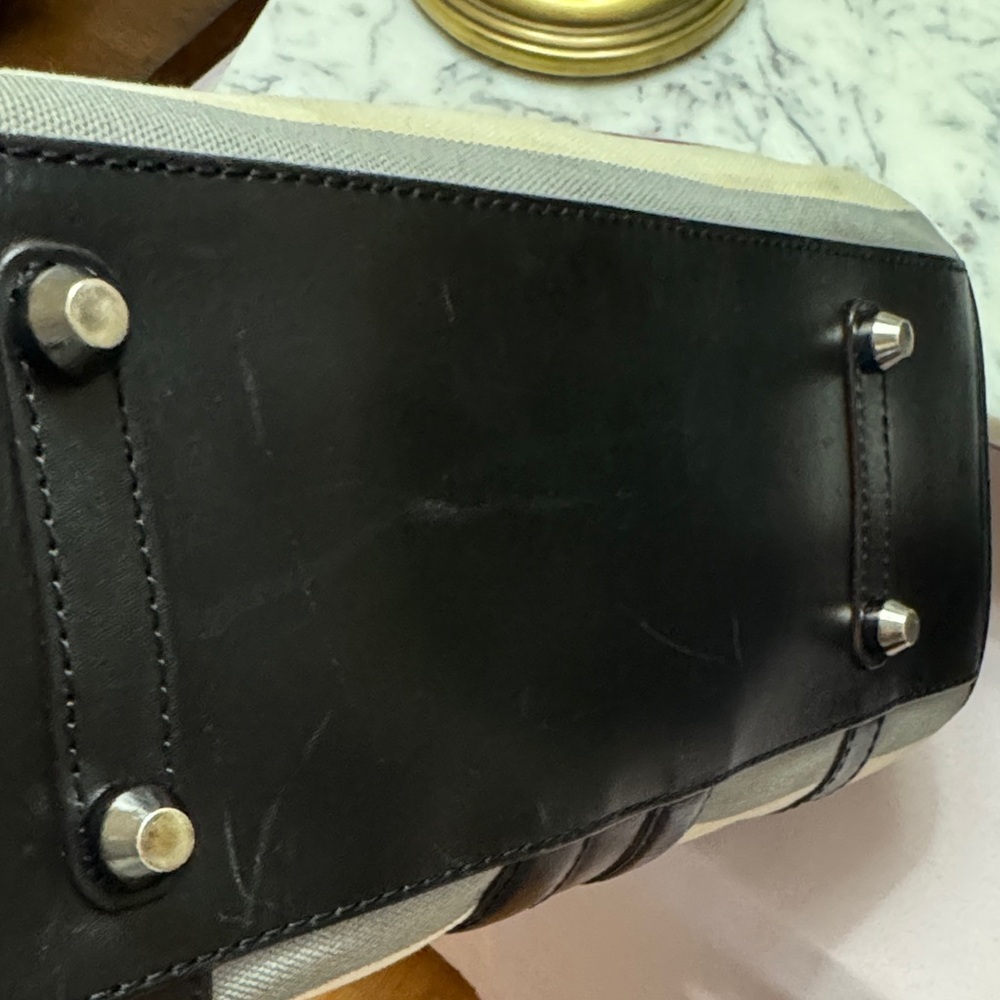 L.A.M.B. Gwen Stefani Canvas and Leather Satchel EUC RARE - Picture 7 of 16